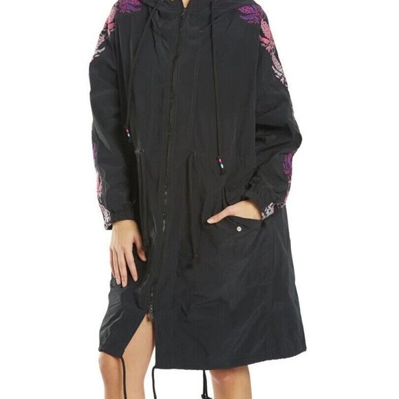 Free People Black Utility Jacket with Floral Embroidery - Picture 3 of 4